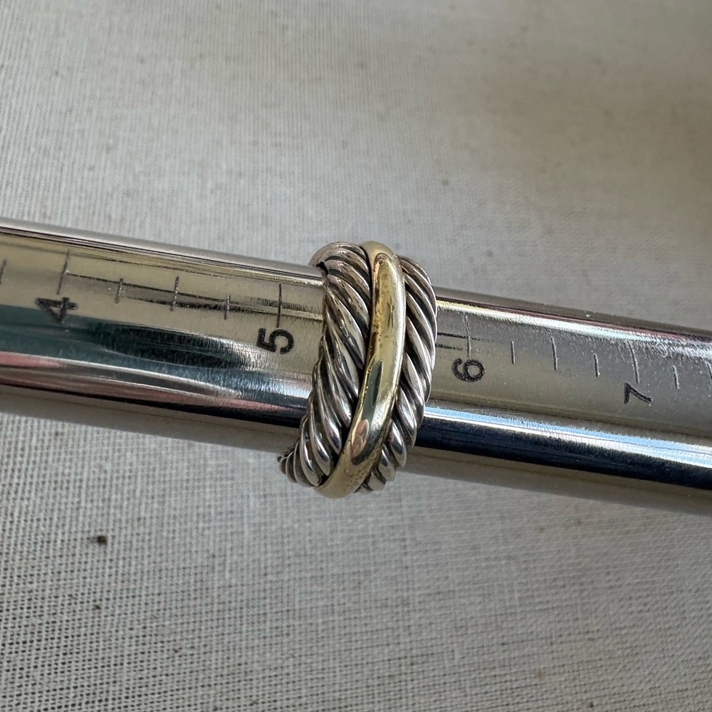 David Yurman Sterling Silver Cable & 14k Gold Band Ring 5.5 Unisex - Picture 5 of 7